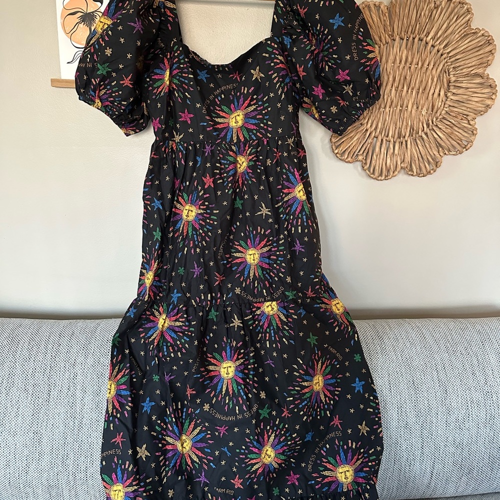 NWT FARM RIO Rainbow Suns Maxi Dress